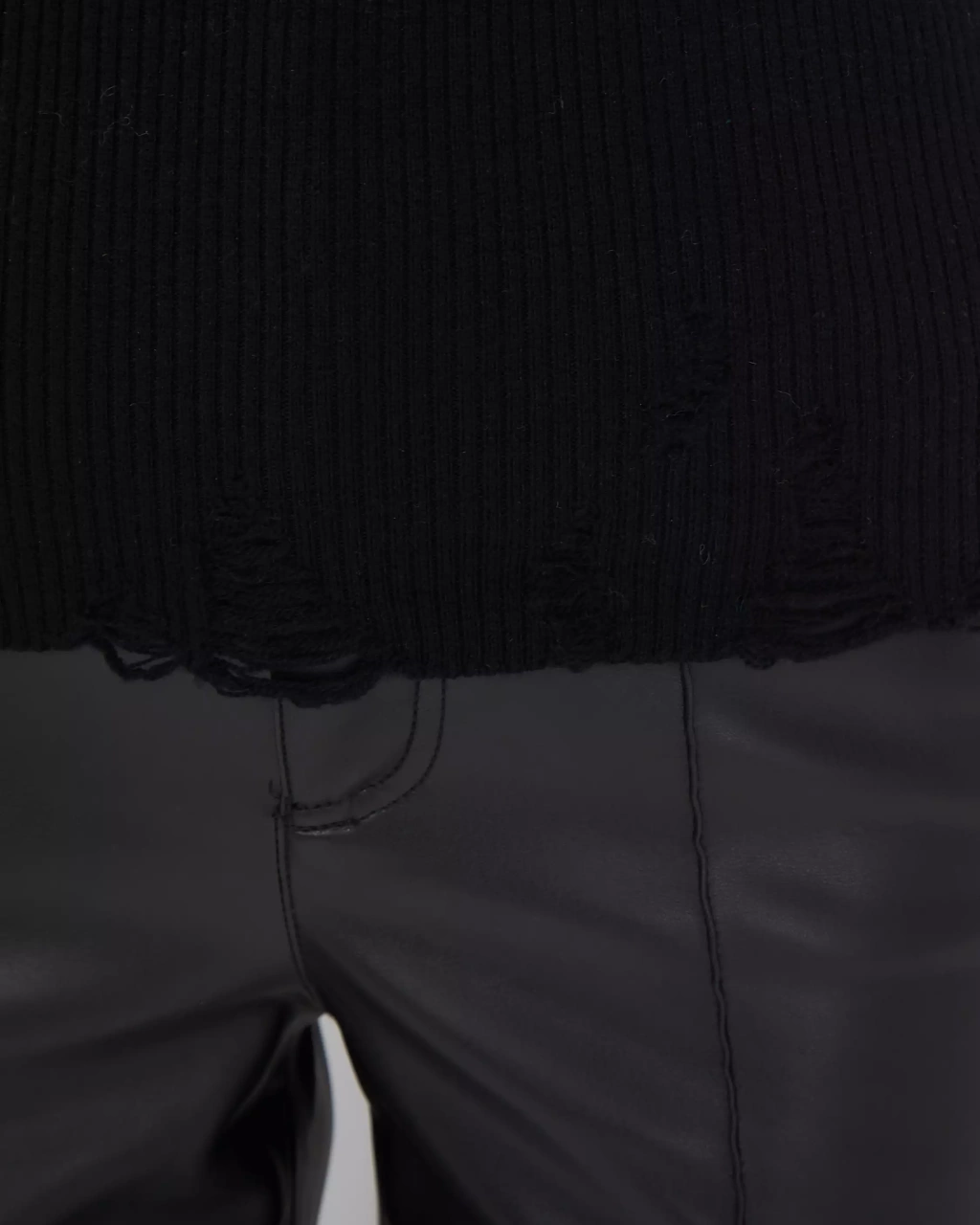 Black merino wool turtleneck with a hood