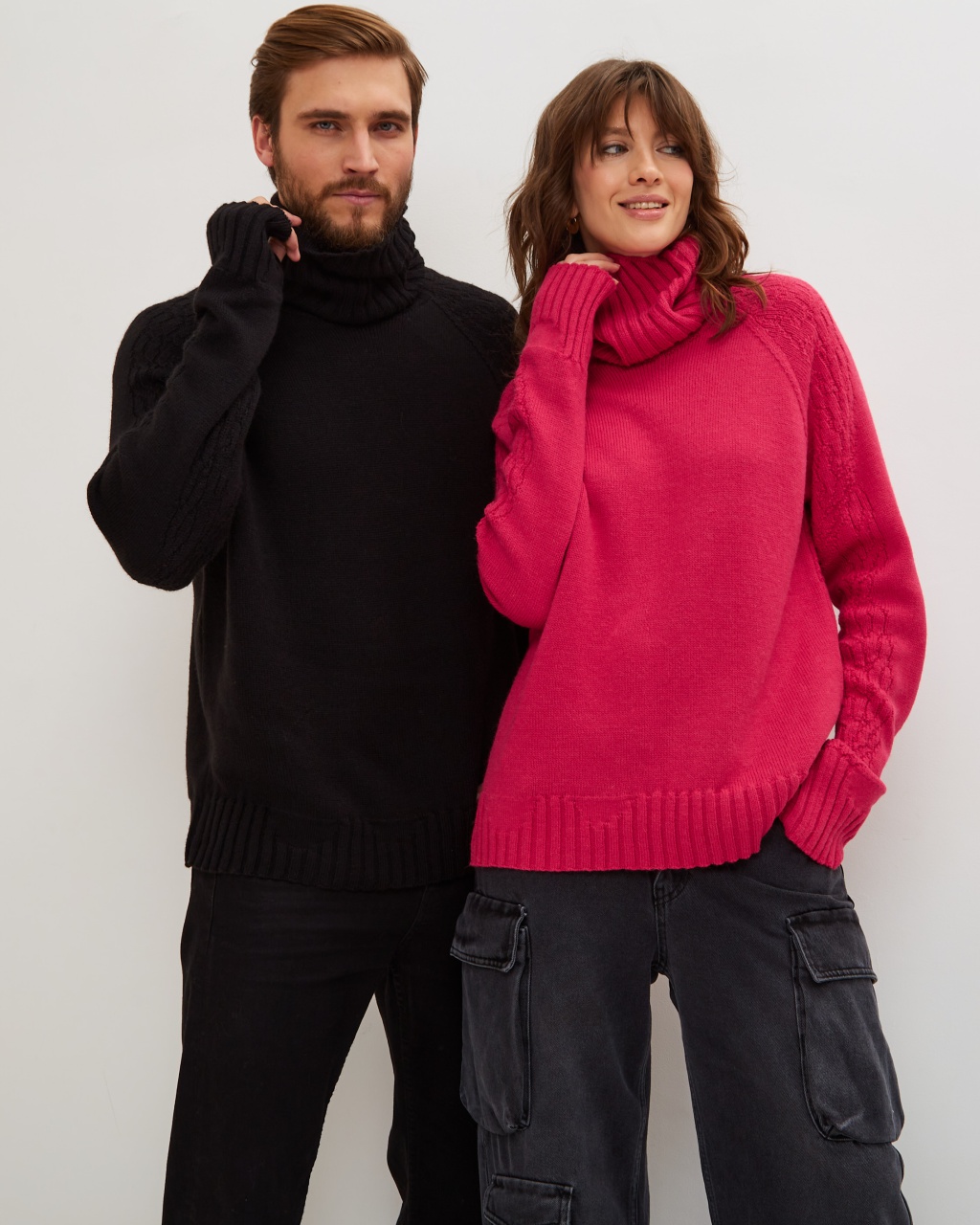 Merino and alpaca wool oversize sweater fuschia