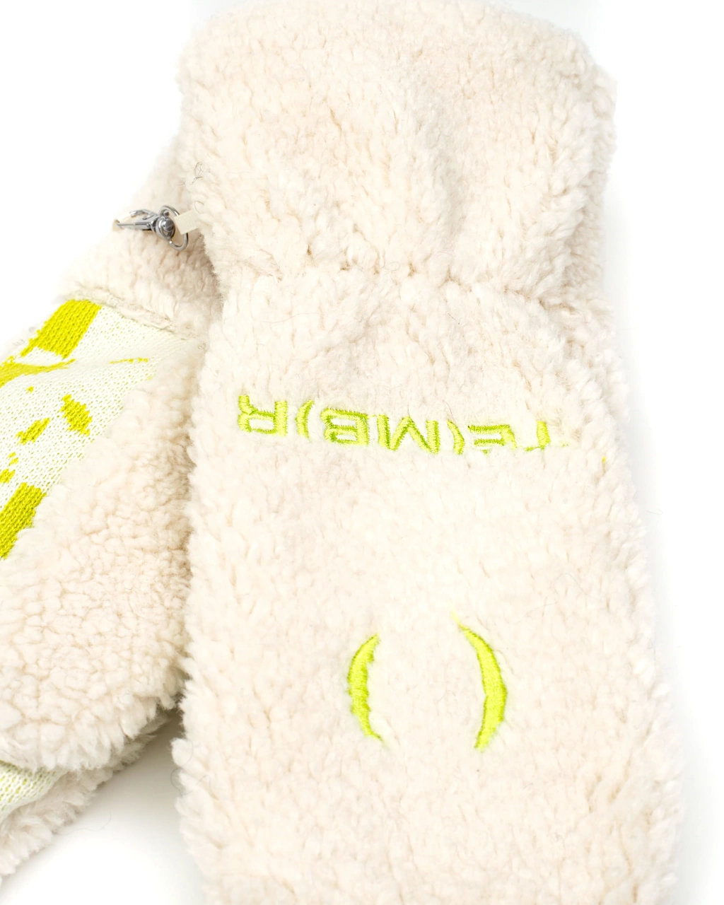White and lime Urban Bunny knitted gloves