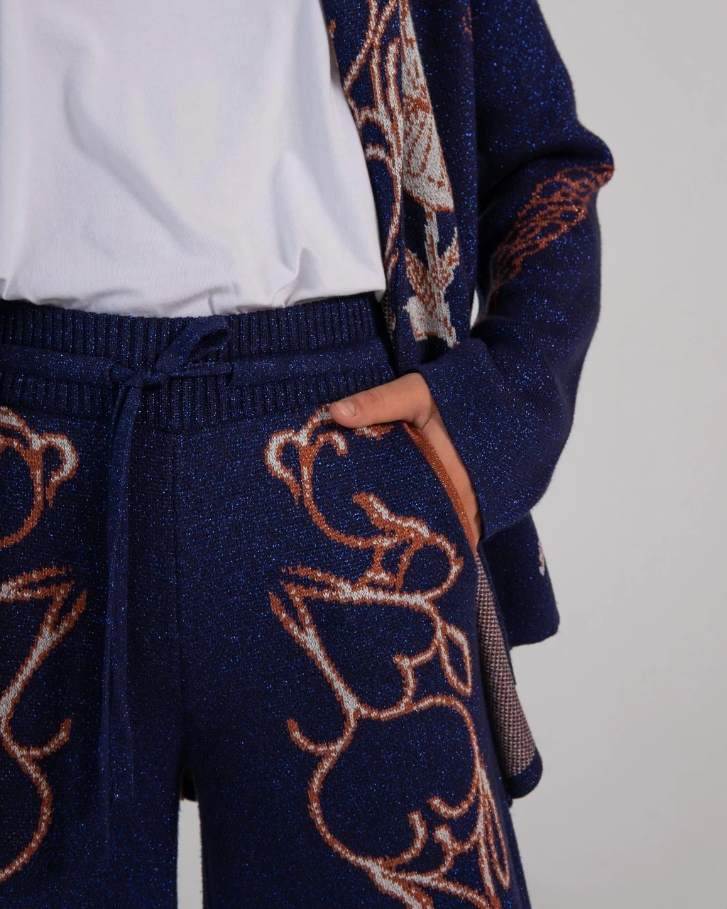 Wide leg knit trousers blue